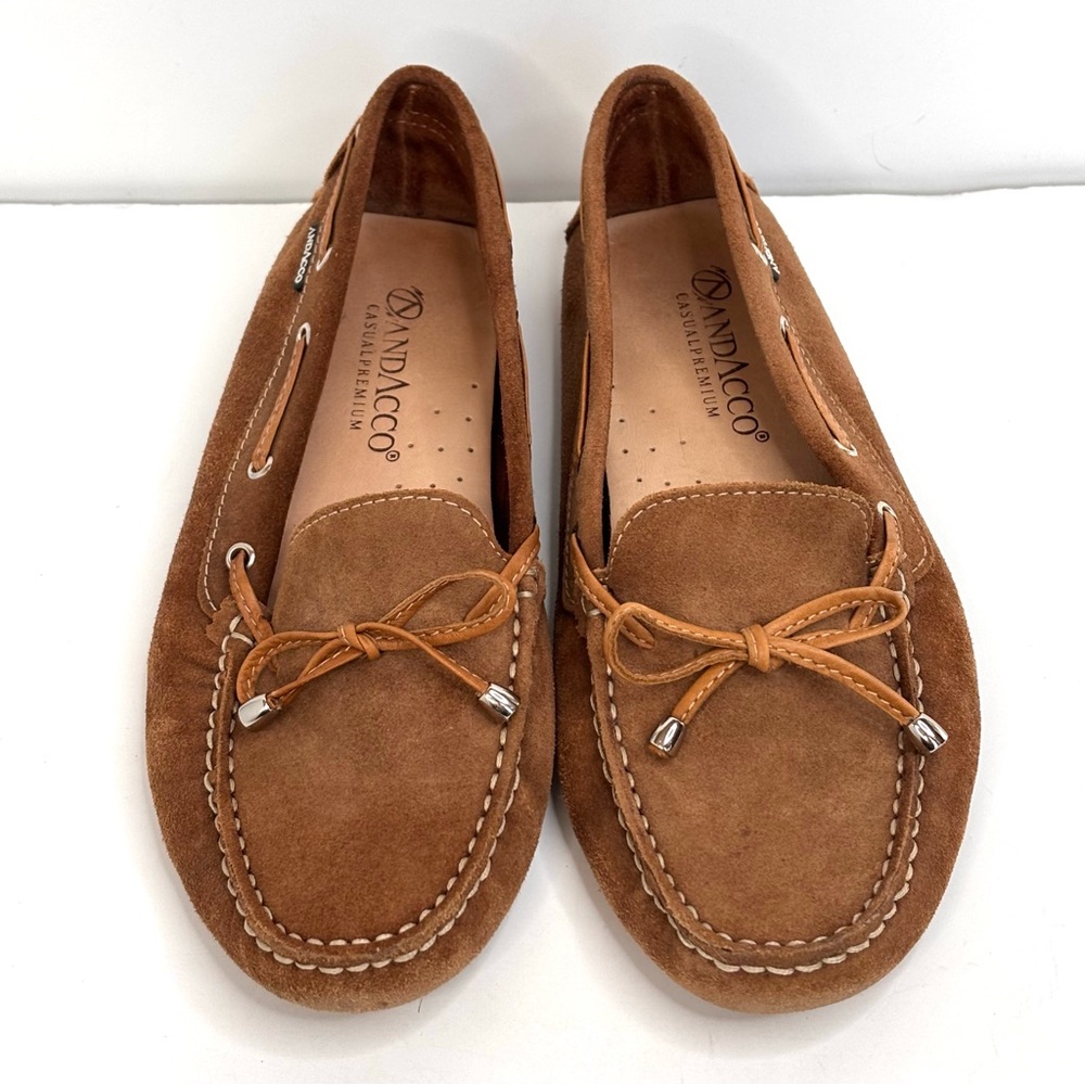 Moccasin Driving Shoes Tan Suede Leather Made in Brazil Andacco Size 8